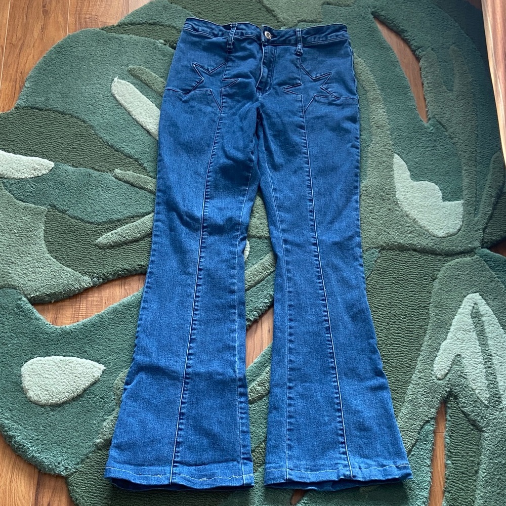 Saints and Hearts Classic Rock Couture Star Flare Bell Bottom Jeans L